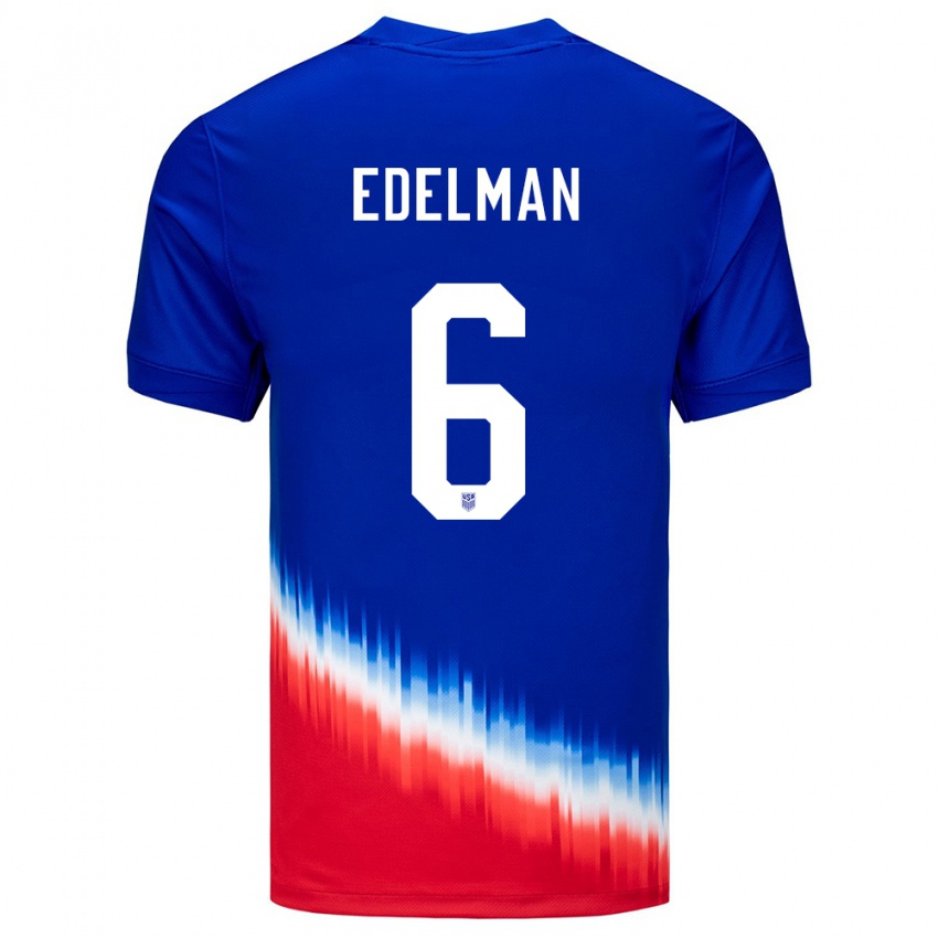Kinder Vereinigte Staaten Daniel Edelman #6 Blau Auswärtstrikot Trikot 24-26 T-Shirt Schweiz