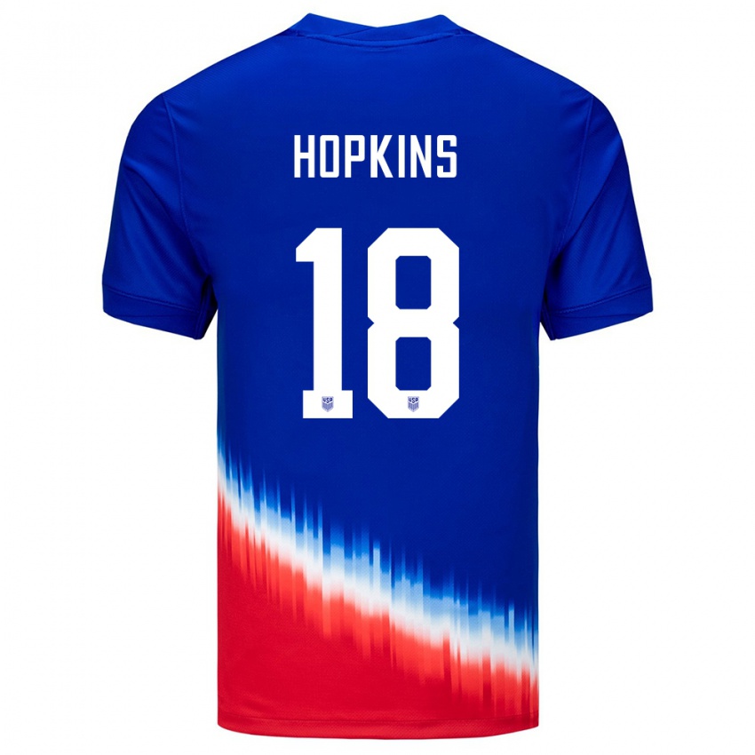 Kinder Vereinigte Staaten Jackson Hopkins #18 Blau Auswärtstrikot Trikot 24-26 T-Shirt Schweiz