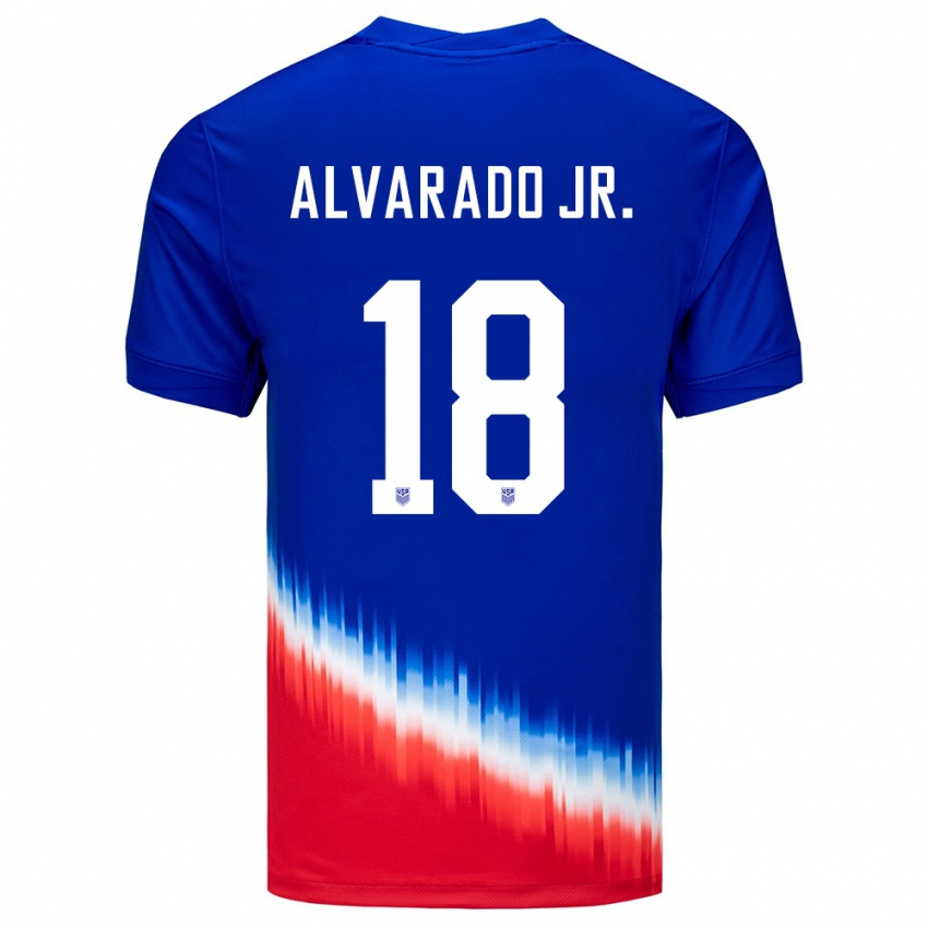Kinder Vereinigte Staaten Alejandro Alvarado Jr #18 Blau Auswärtstrikot Trikot 24-26 T-Shirt Schweiz