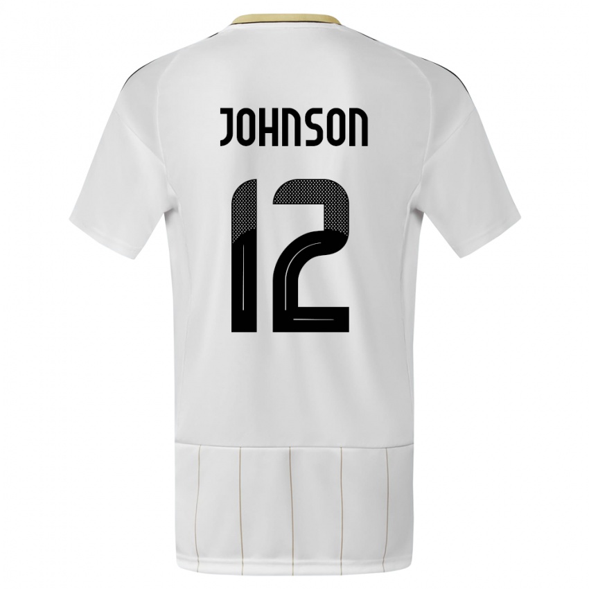 Enfant Maillot Costa Rica Shawn Johnson #12 Blanc Tenues Extérieur 24-26 T-Shirt Suisse