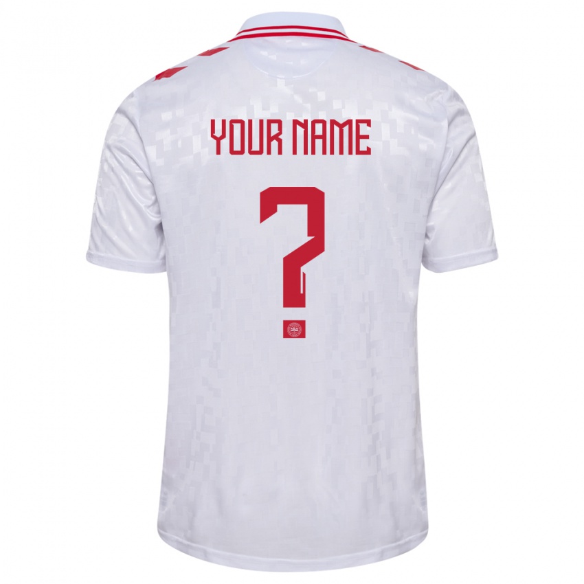 Enfant Maillot Danemark Votre Nom #0 Blanc Tenues Extérieur 24-26 T-Shirt Suisse