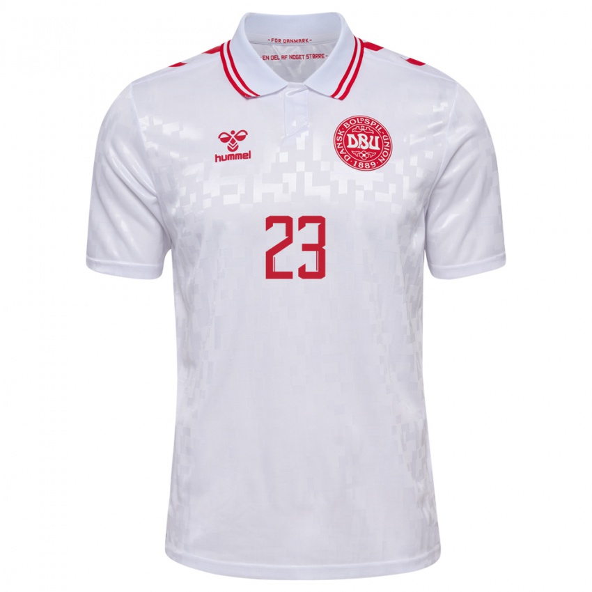 Kinder Dänemark Sofie Svava #23 Weiß Auswärtstrikot Trikot 24-26 T-Shirt Schweiz