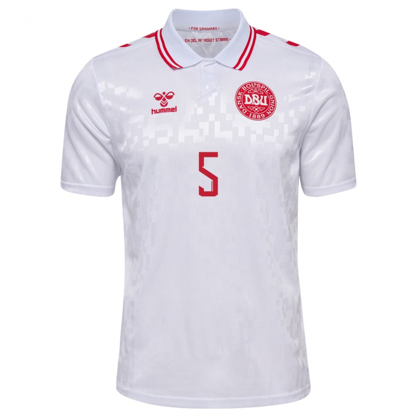 Enfant Maillot Danemark Simone Boye Sorensen #5 Blanc Tenues Extérieur 24-26 T-Shirt Suisse