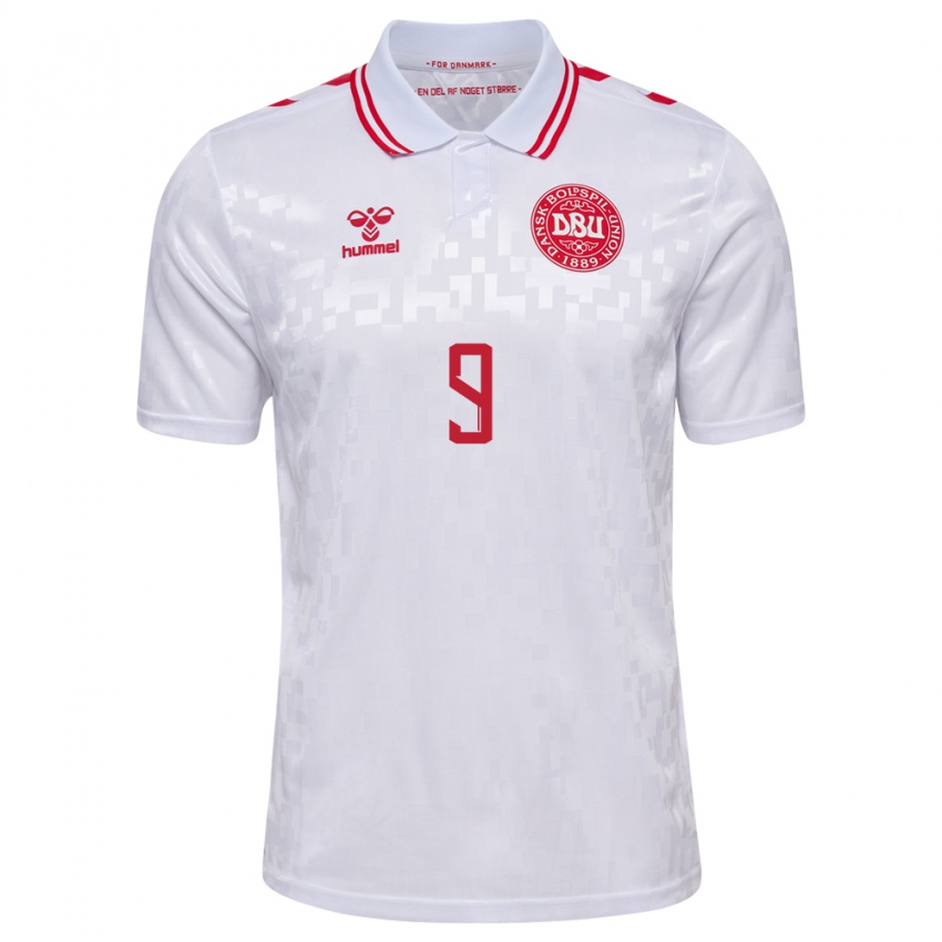 Kinder Dänemark Emil Højlund #9 Weiß Auswärtstrikot Trikot 24-26 T-Shirt Schweiz