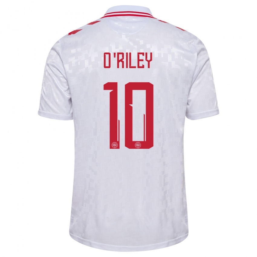 Kinder Dänemark Matt O Riley #10 Weiß Auswärtstrikot Trikot 24-26 T-Shirt Schweiz