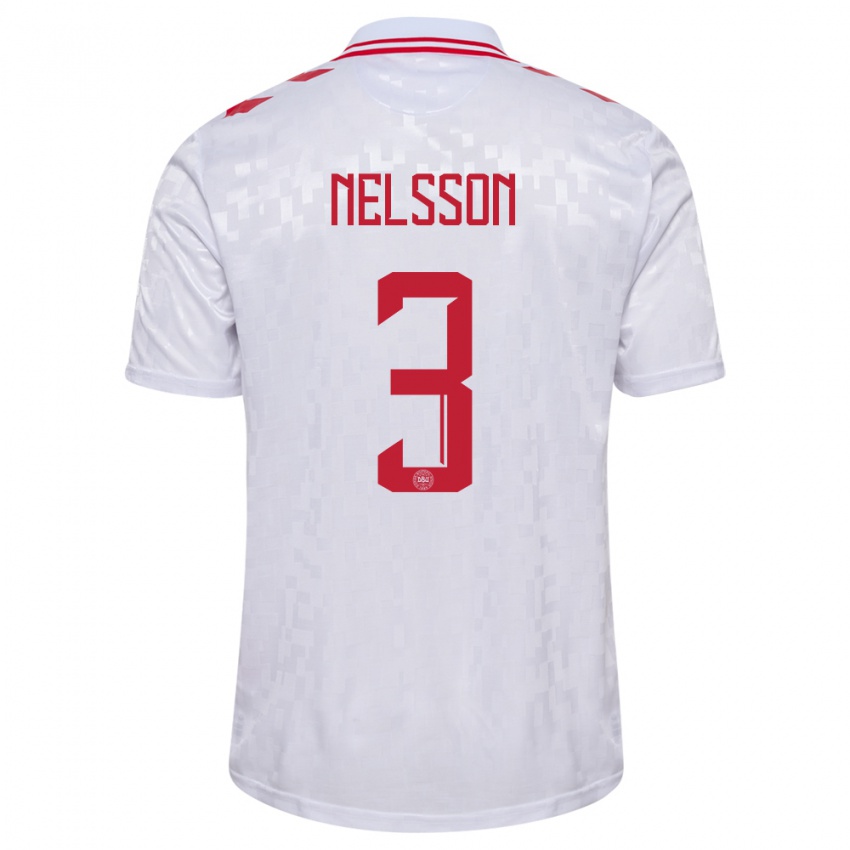 Kinder Dänemark Victor Nelsson #3 Weiß Auswärtstrikot Trikot 24-26 T-Shirt Schweiz