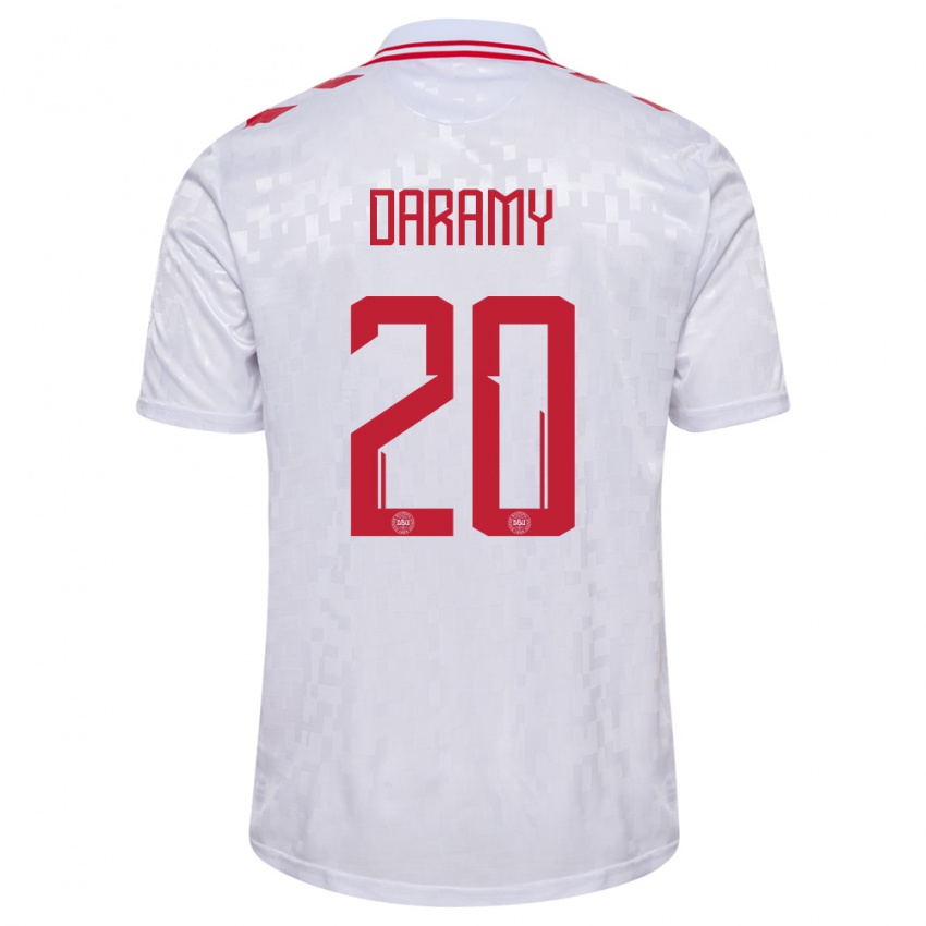 Kinder Dänemark Mohamed Daramy #20 Weiß Auswärtstrikot Trikot 24-26 T-Shirt Schweiz