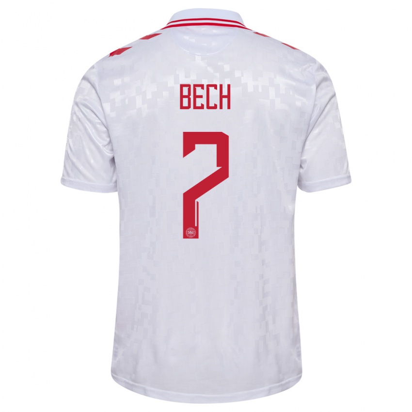 Kinder Dänemark Tobias Bech #7 Weiß Auswärtstrikot Trikot 24-26 T-Shirt Schweiz