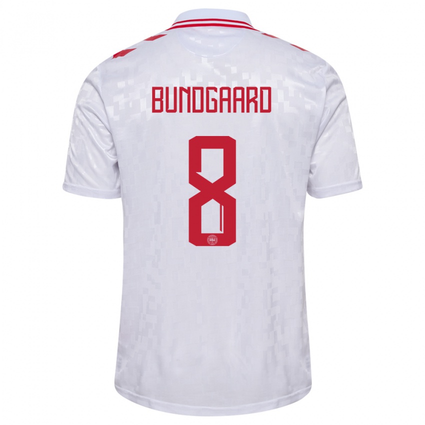 Kinder Dänemark Filip Bundgaard #8 Weiß Auswärtstrikot Trikot 24-26 T-Shirt Schweiz