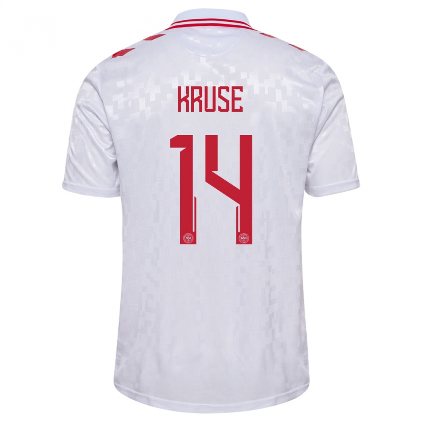 Kinder Dänemark David Kruse #14 Weiß Auswärtstrikot Trikot 24-26 T-Shirt Schweiz