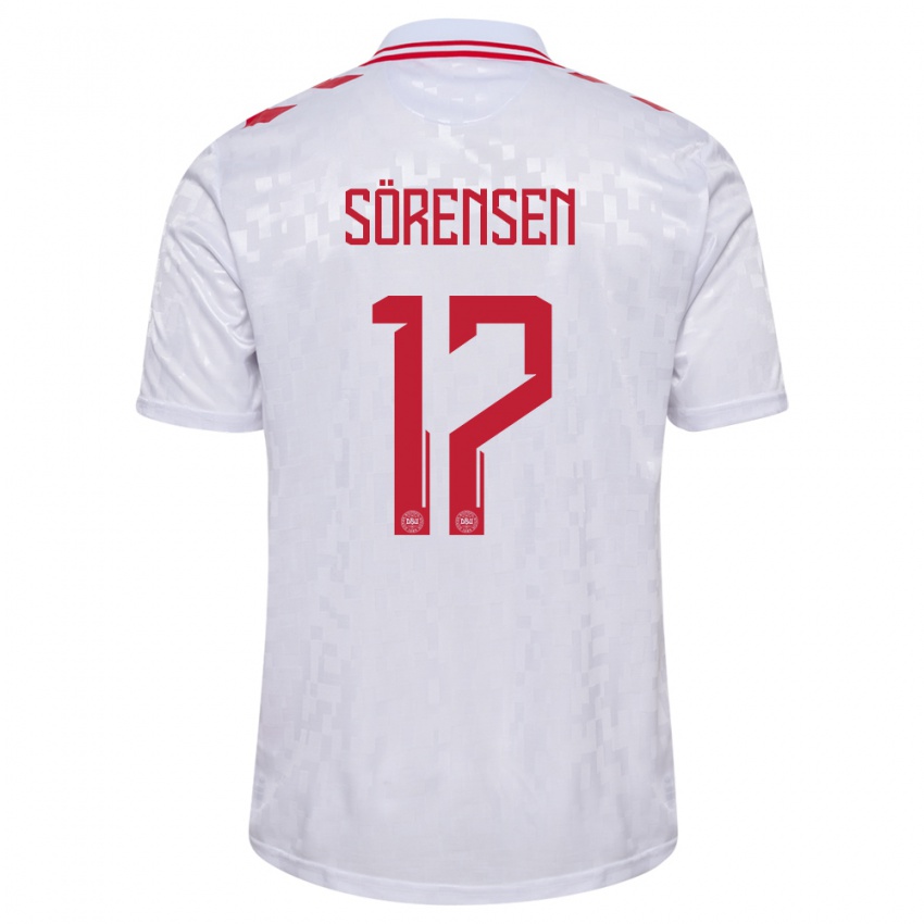 Kinder Dänemark Oliver Sörensen #17 Weiß Auswärtstrikot Trikot 24-26 T-Shirt Schweiz