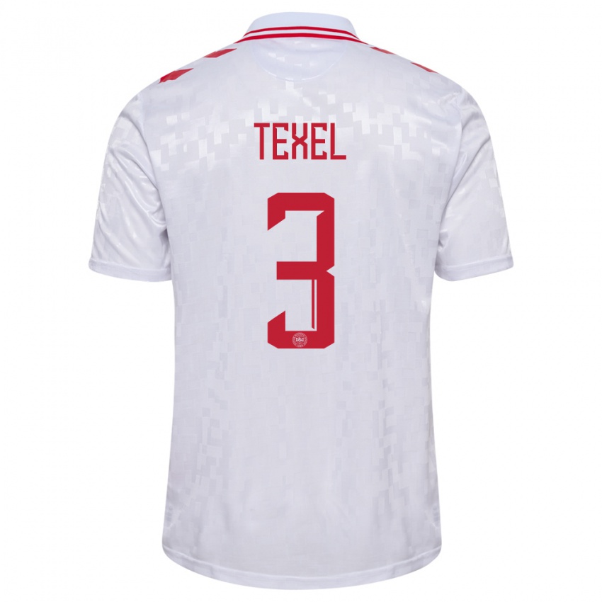 Kinder Dänemark Pontus Texel #3 Weiß Auswärtstrikot Trikot 24-26 T-Shirt Schweiz