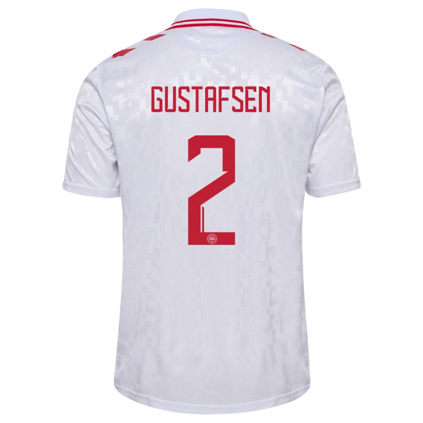 Kinder Dänemark Victor Gustafsen #2 Weiß Auswärtstrikot Trikot 24-26 T-Shirt Schweiz