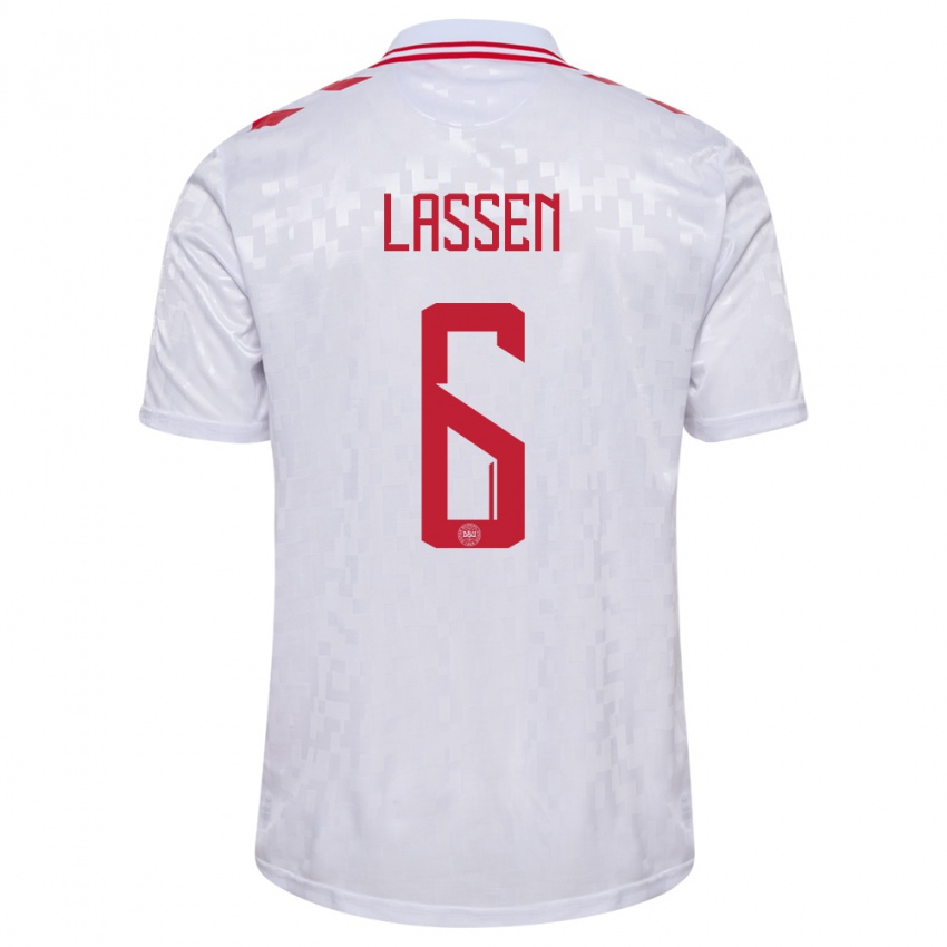 Kinder Dänemark Noah Lassen #6 Weiß Auswärtstrikot Trikot 24-26 T-Shirt Schweiz