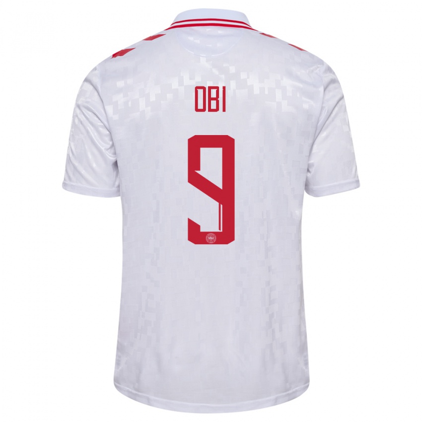 Kinder Dänemark Chido Obi #9 Weiß Auswärtstrikot Trikot 24-26 T-Shirt Schweiz