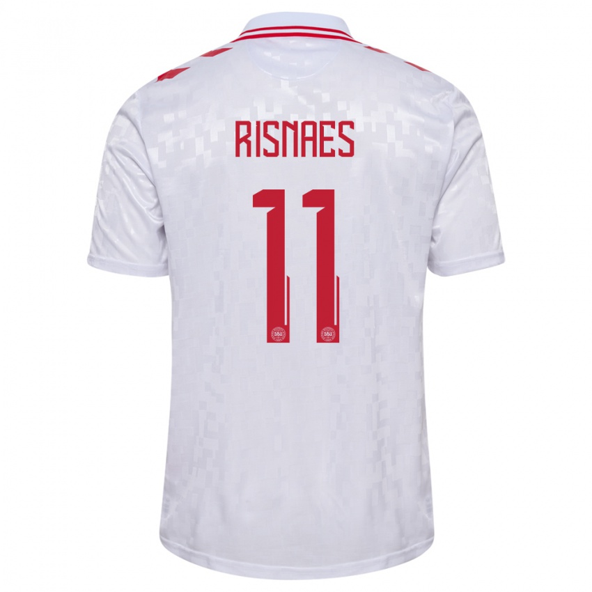 Kinder Dänemark Roberto Risnaes #11 Weiß Auswärtstrikot Trikot 24-26 T-Shirt Schweiz
