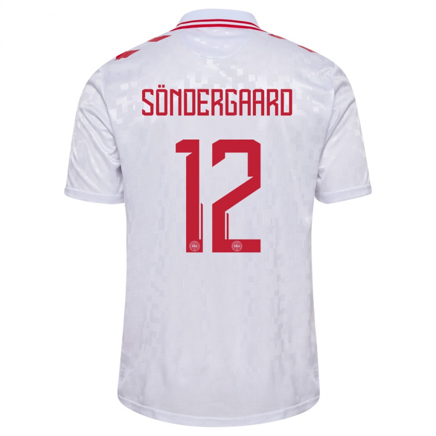 Kinder Dänemark Philip Söndergaard #12 Weiß Auswärtstrikot Trikot 24-26 T-Shirt Schweiz