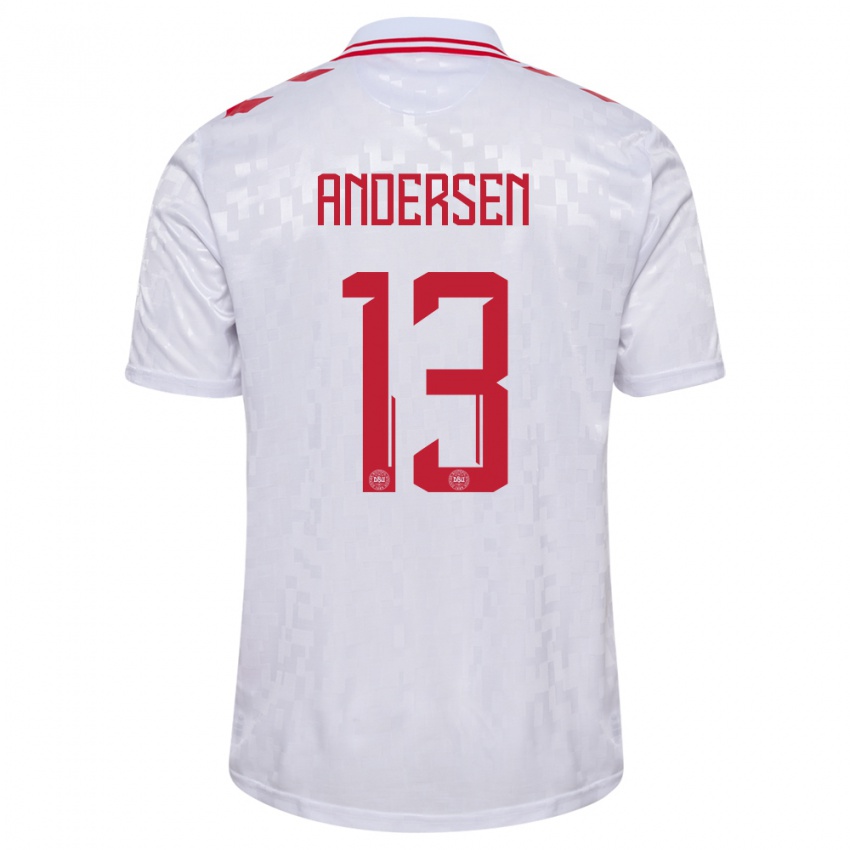 Kinder Dänemark Frej Andersen #13 Weiß Auswärtstrikot Trikot 24-26 T-Shirt Schweiz
