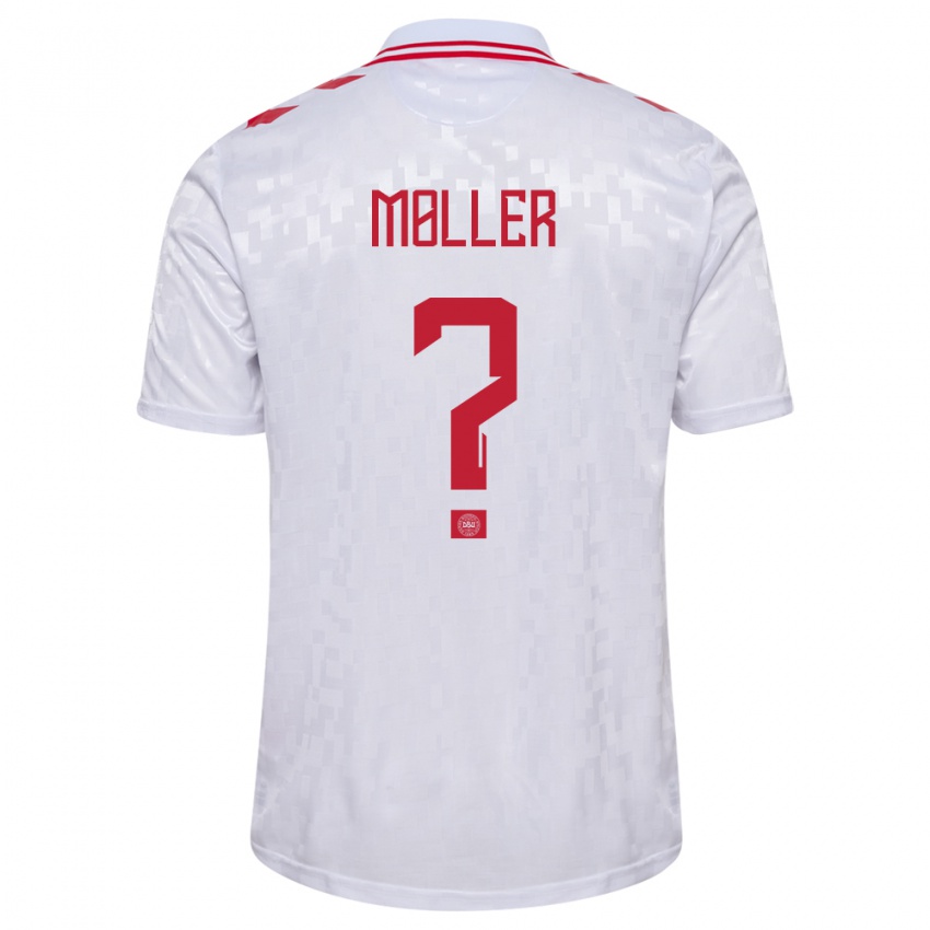 Enfant Maillot Danemark William Møller #0 Blanc Tenues Extérieur 24-26 T-Shirt Suisse