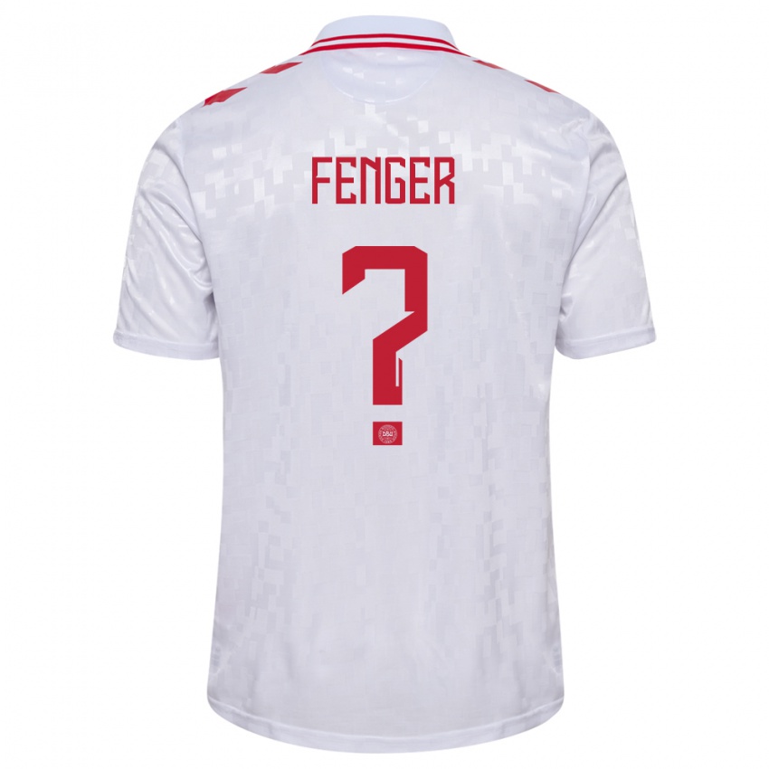 Kinder Dänemark Oskar Fenger #0 Weiß Auswärtstrikot Trikot 24-26 T-Shirt Schweiz