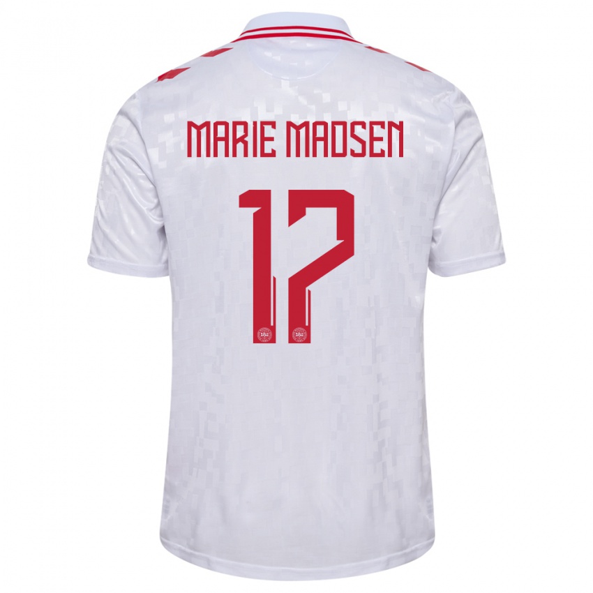 Kinder Dänemark Rikke Marie Madsen #17 Weiß Auswärtstrikot Trikot 24-26 T-Shirt Schweiz
