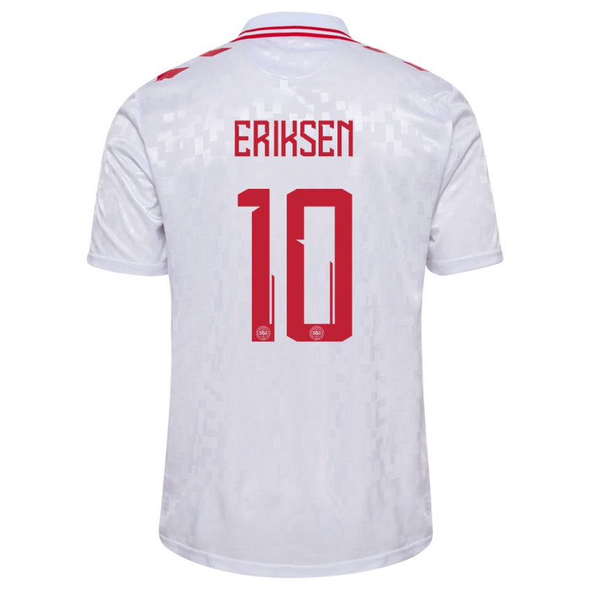 Enfant Maillot Danemark Christian Eriksen #10 Blanc Tenues Extérieur 24-26 T-Shirt Suisse