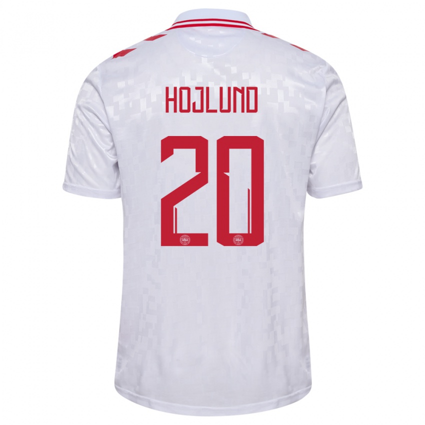 Kinder Dänemark Rasmus Hojlund #20 Weiß Auswärtstrikot Trikot 24-26 T-Shirt Schweiz