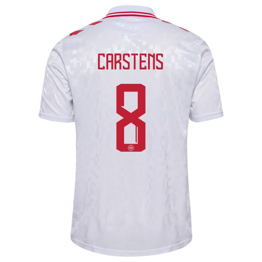 Kinder Dänemark Signe Carstens #8 Weiß Auswärtstrikot Trikot 24-26 T-Shirt Schweiz
