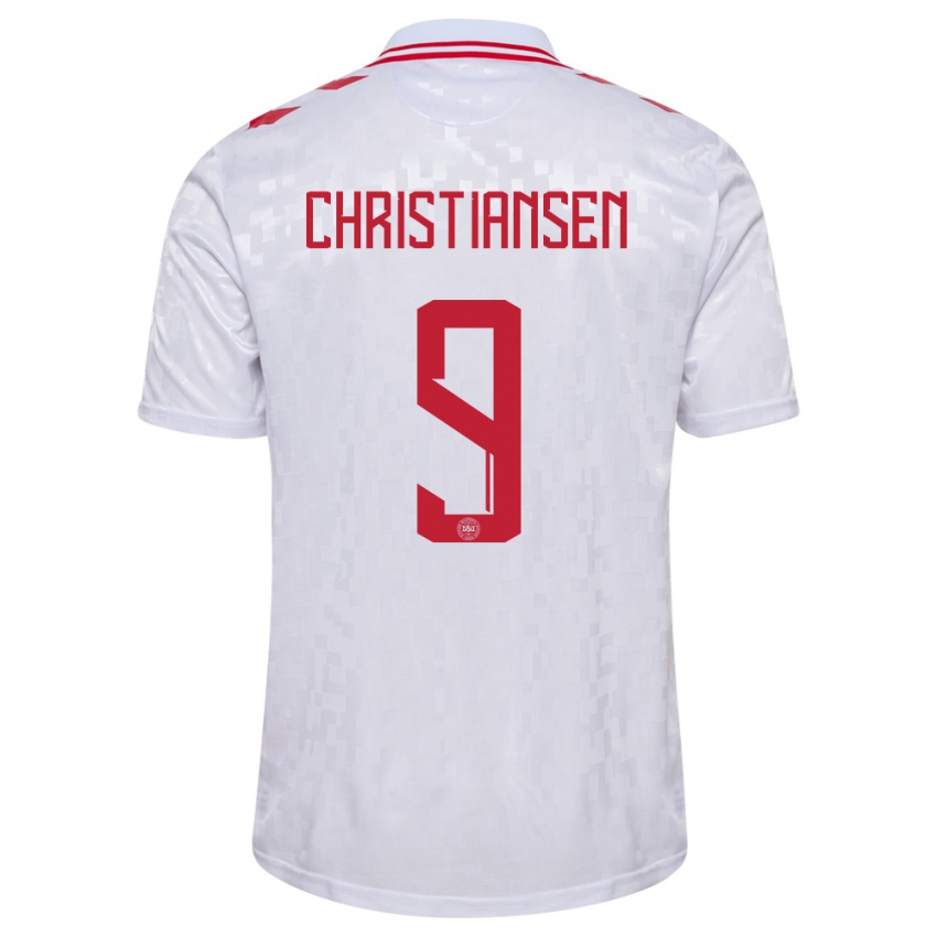 Kinder Dänemark Nanna Christiansen #9 Weiß Auswärtstrikot Trikot 24-26 T-Shirt Schweiz