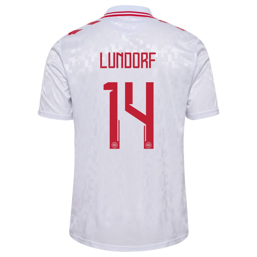 Kinder Dänemark Matilde Lundorf #14 Weiß Auswärtstrikot Trikot 24-26 T-Shirt Schweiz