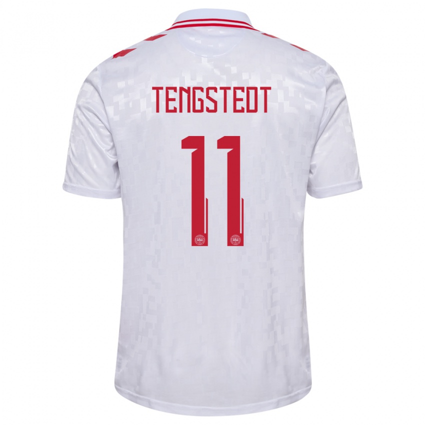 Kinder Dänemark Casper Tengstedt #11 Weiß Auswärtstrikot Trikot 24-26 T-Shirt Schweiz