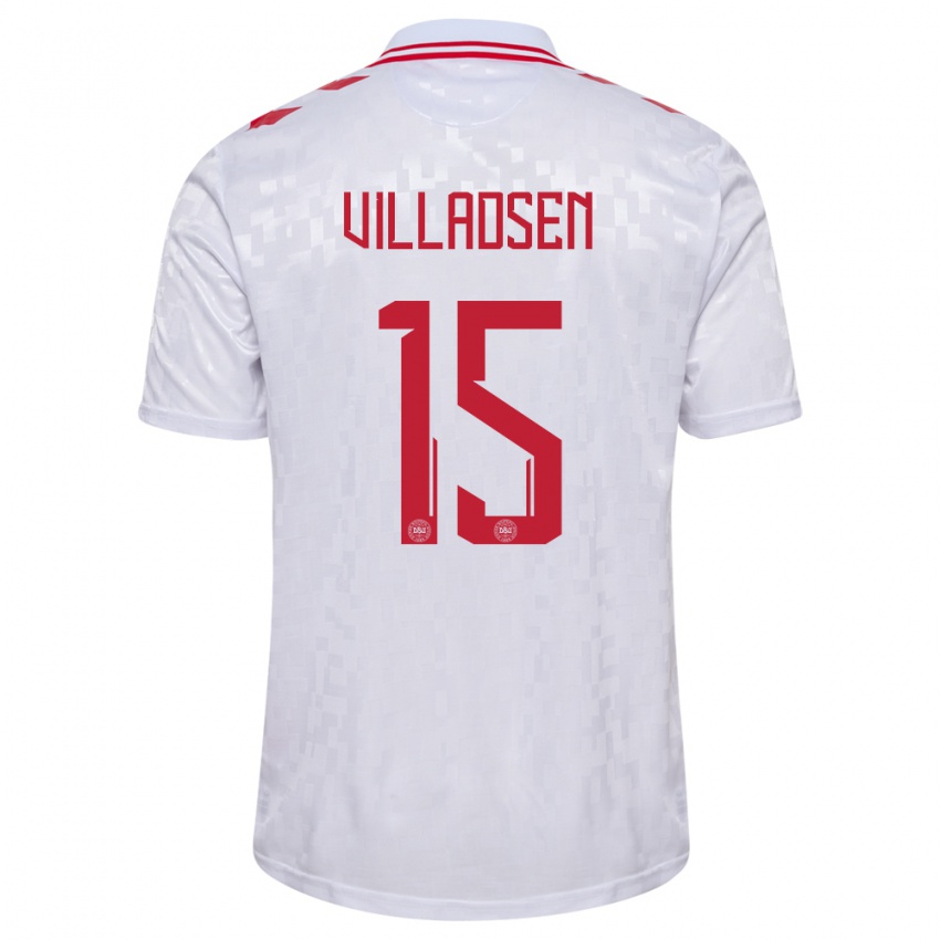 Kinder Dänemark Oliver Villadsen #15 Weiß Auswärtstrikot Trikot 24-26 T-Shirt Schweiz