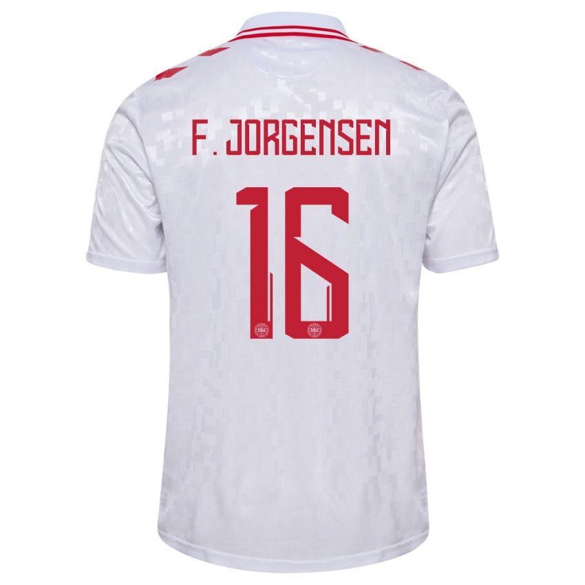 Kinder Dänemark Filip Jorgensen #16 Weiß Auswärtstrikot Trikot 24-26 T-Shirt Schweiz