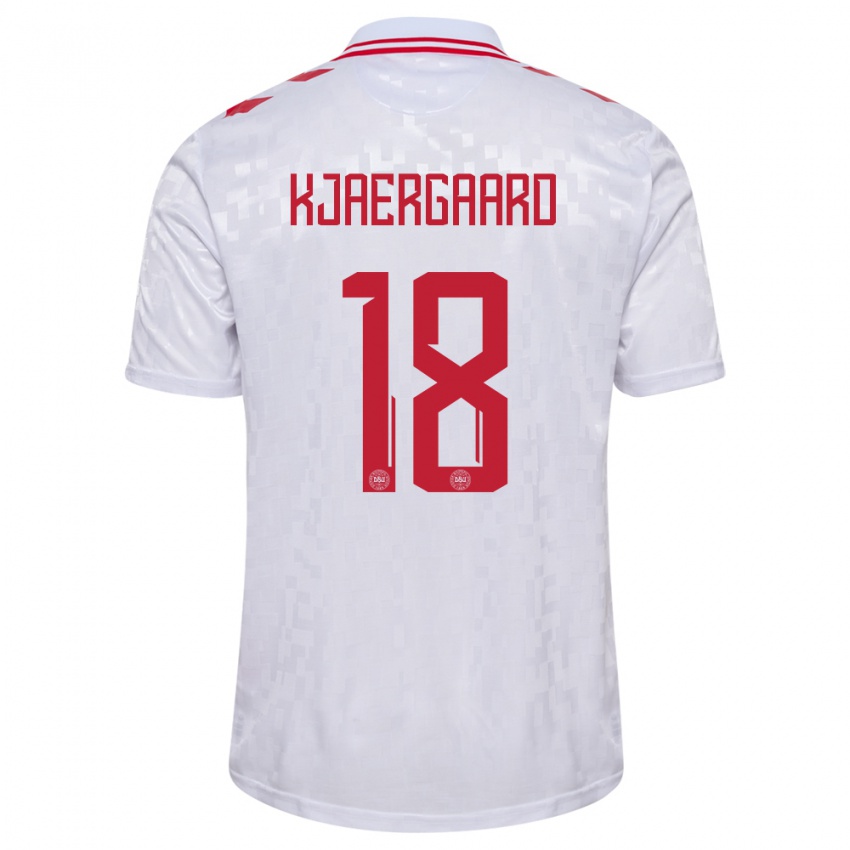 Kinder Dänemark Maurits Kjaergaard #18 Weiß Auswärtstrikot Trikot 24-26 T-Shirt Schweiz