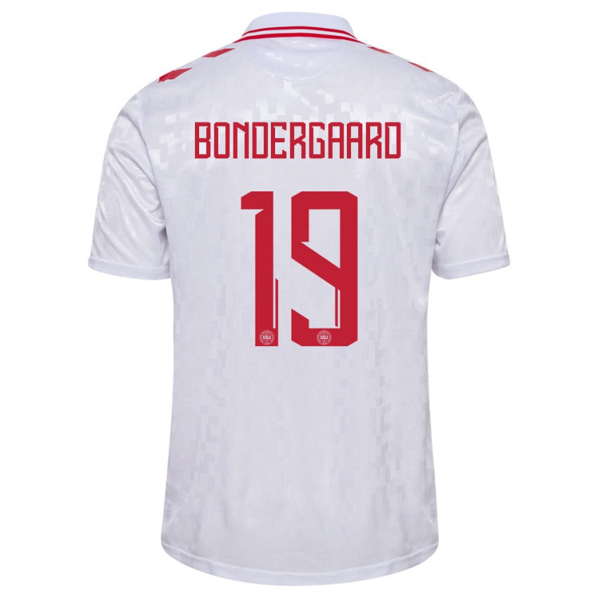 Enfant Maillot Danemark Asbjorn Bondergaard #19 Blanc Tenues Extérieur 24-26 T-Shirt Suisse