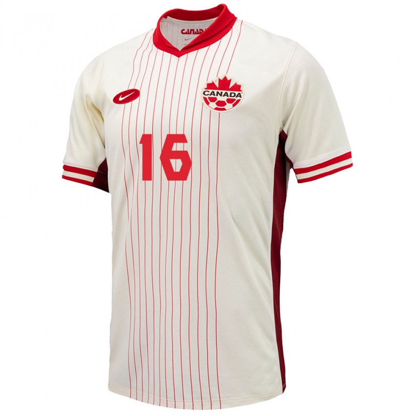 Kinder Kanada Janine Beckie #16 Weiß Auswärtstrikot Trikot 24-26 T-Shirt Schweiz