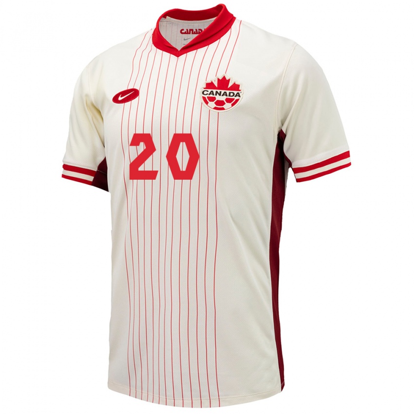 Enfant Maillot Canada Jonathan David #20 Blanc Tenues Extérieur 24-26 T-Shirt Suisse