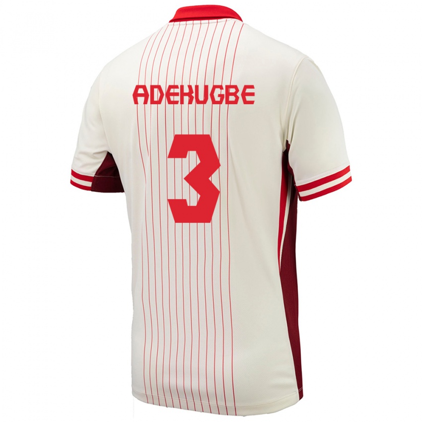 Enfant Maillot Canada Samuel Adekugbe #3 Blanc Tenues Extérieur 24-26 T-Shirt Suisse