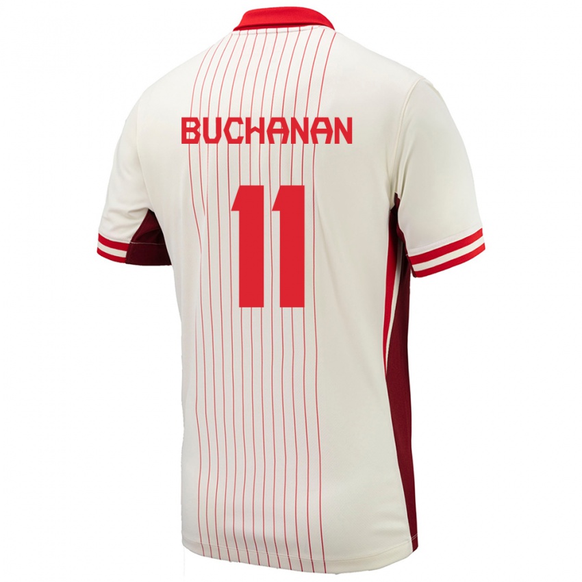 Enfant Maillot Canada Tajon Buchanan #11 Blanc Tenues Extérieur 24-26 T-Shirt Suisse