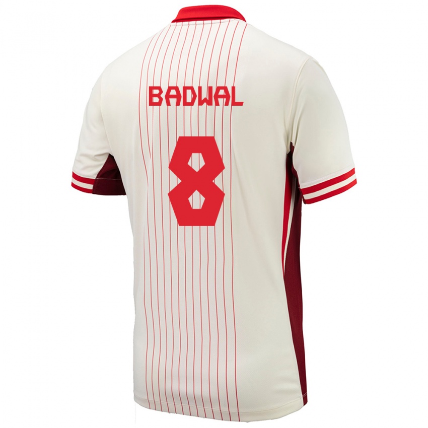 Enfant Maillot Canada Jeevan Badwal #8 Blanc Tenues Extérieur 24-26 T-Shirt Suisse