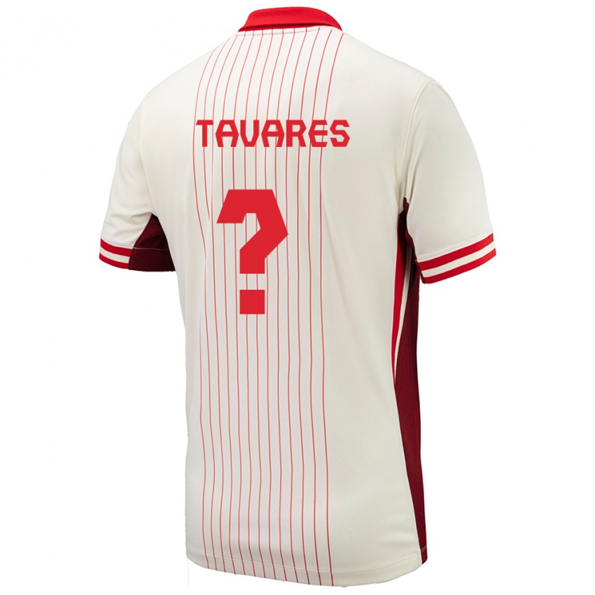 Enfant Maillot Canada Hugo Tavares #0 Blanc Tenues Extérieur 24-26 T-Shirt Suisse