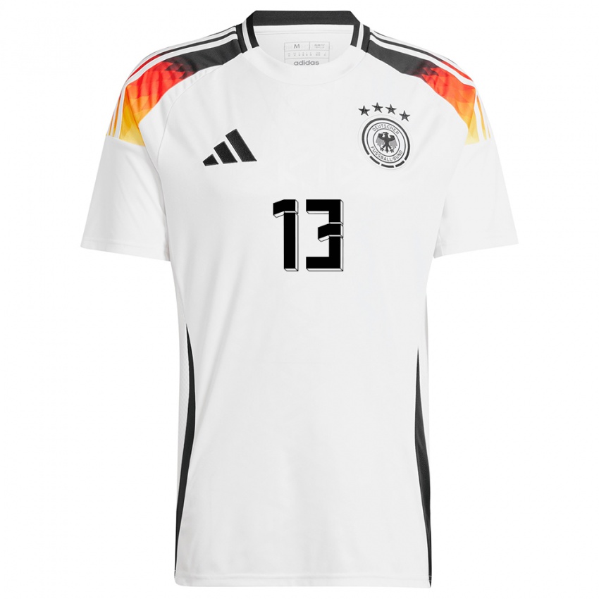 Homme Maillot Allemagne Thomas Muller #13 Blanc Tenues Domicile 24-26 T-Shirt Suisse