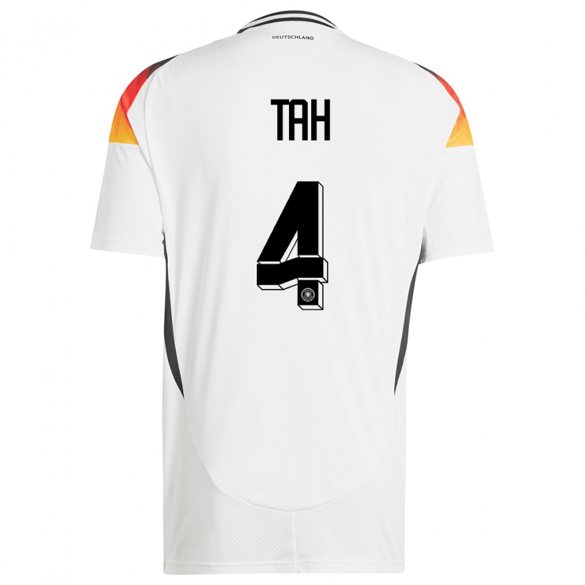 Herren Deutschland Jonathan Tah #4 Weiß Heimtrikot Trikot 24-26 T-Shirt Schweiz