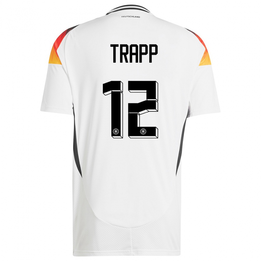 Homme Maillot Allemagne Kevin Trapp #12 Blanc Tenues Domicile 24-26 T-Shirt Suisse