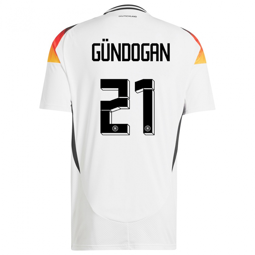 Herren Deutschland Ilkay Gundogan #21 Weiß Heimtrikot Trikot 24-26 T-Shirt Schweiz