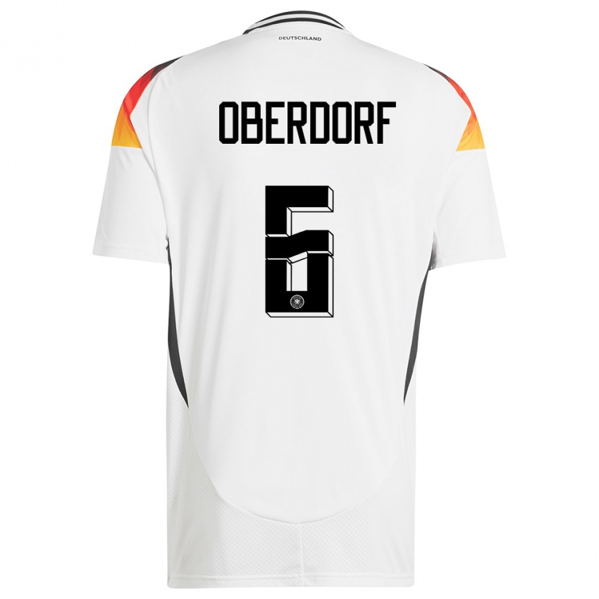 Homme Maillot Allemagne Lena Oberdorf #6 Blanc Tenues Domicile 24-26 T-Shirt Suisse