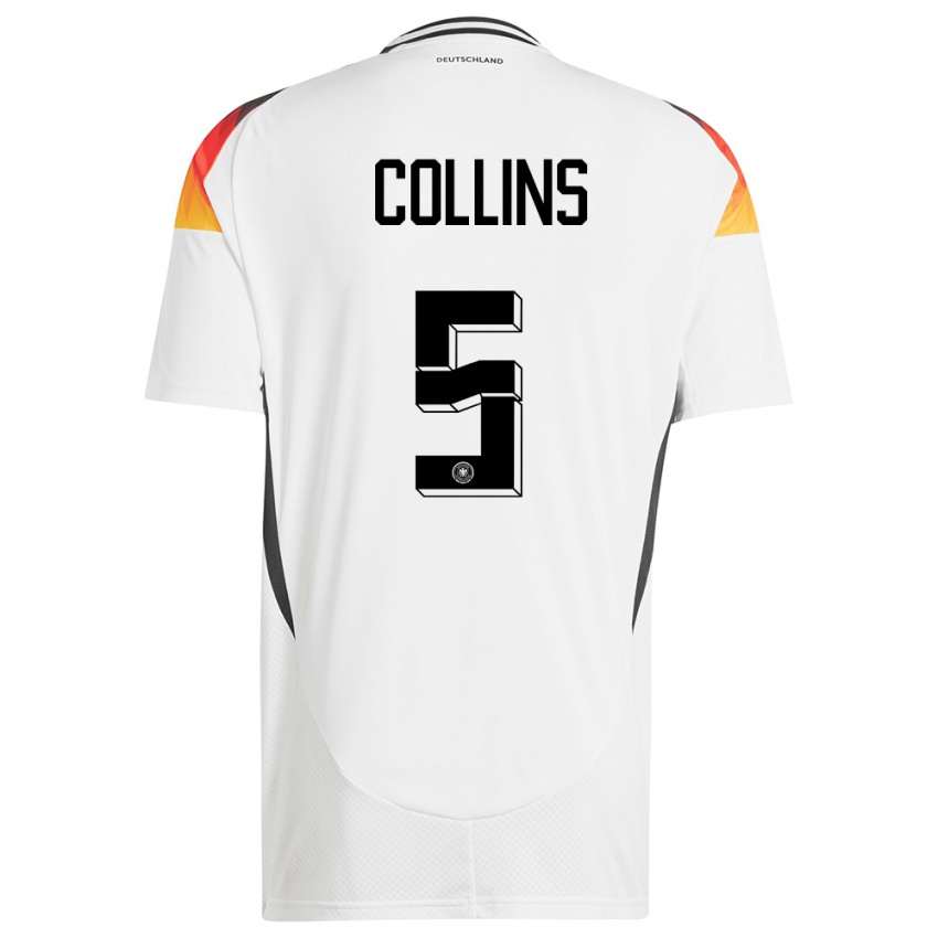 Herren Deutschland Nnamdi Collins #5 Weiß Heimtrikot Trikot 24-26 T-Shirt Schweiz