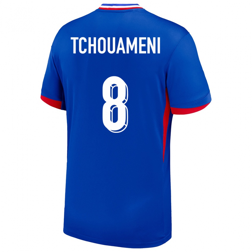 Herren Frankreich Aurelien Tchouameni #8 Blau Heimtrikot Trikot 24-26 T-Shirt Schweiz