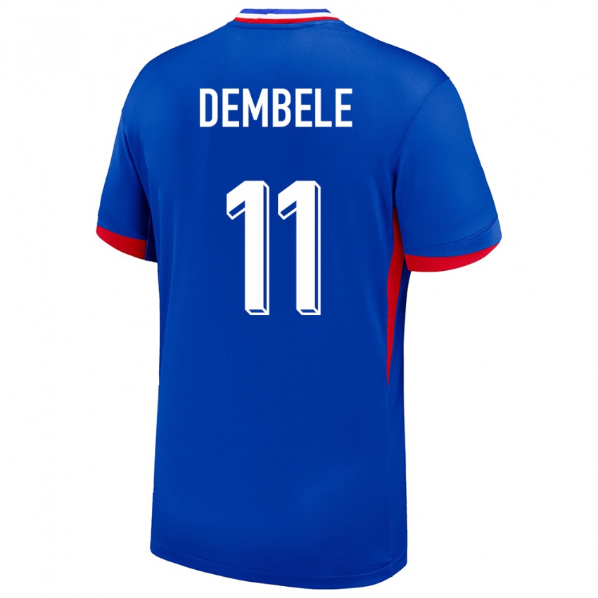 Homme Maillot France Ousmane Dembele #11 Bleu Tenues Domicile 24-26 T-Shirt Suisse