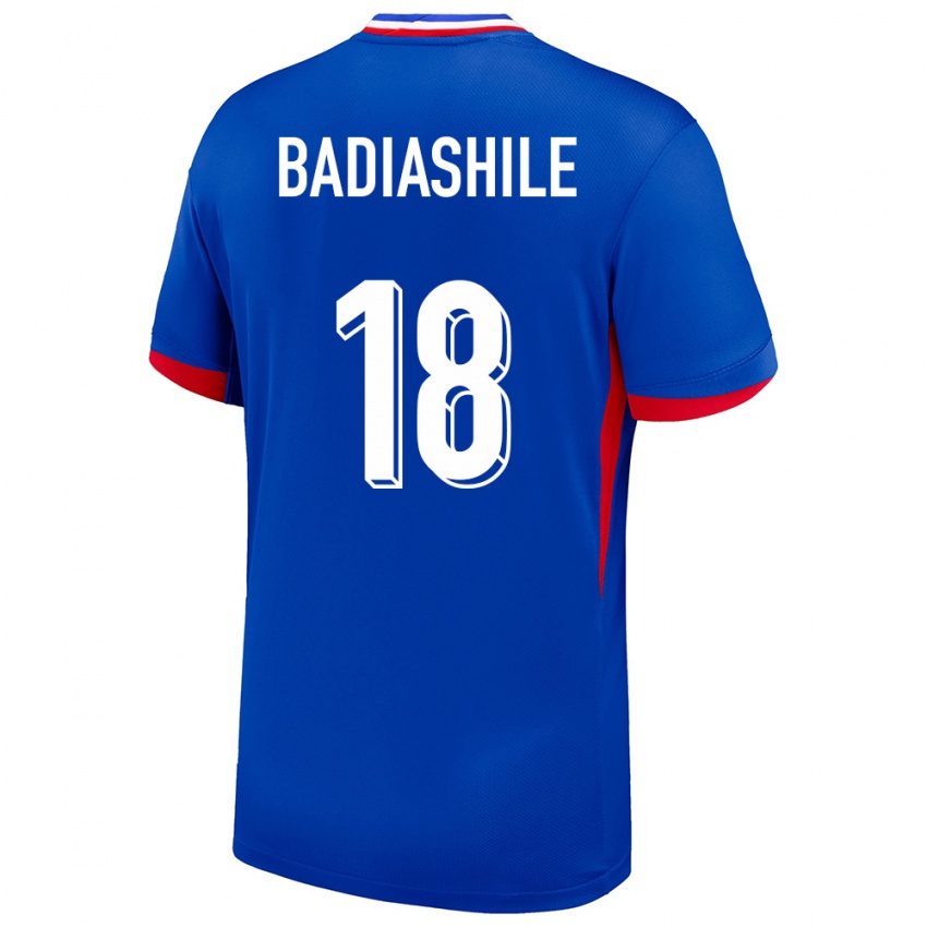 Homme Maillot France Benoit Badiashile #18 Bleu Tenues Domicile 24-26 T-Shirt Suisse